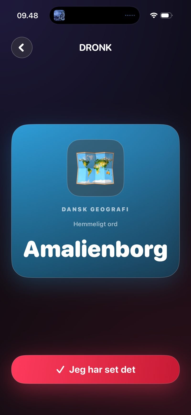Dansk geografi-kategorien i Dronk — det hemmelige ord Amalienborg