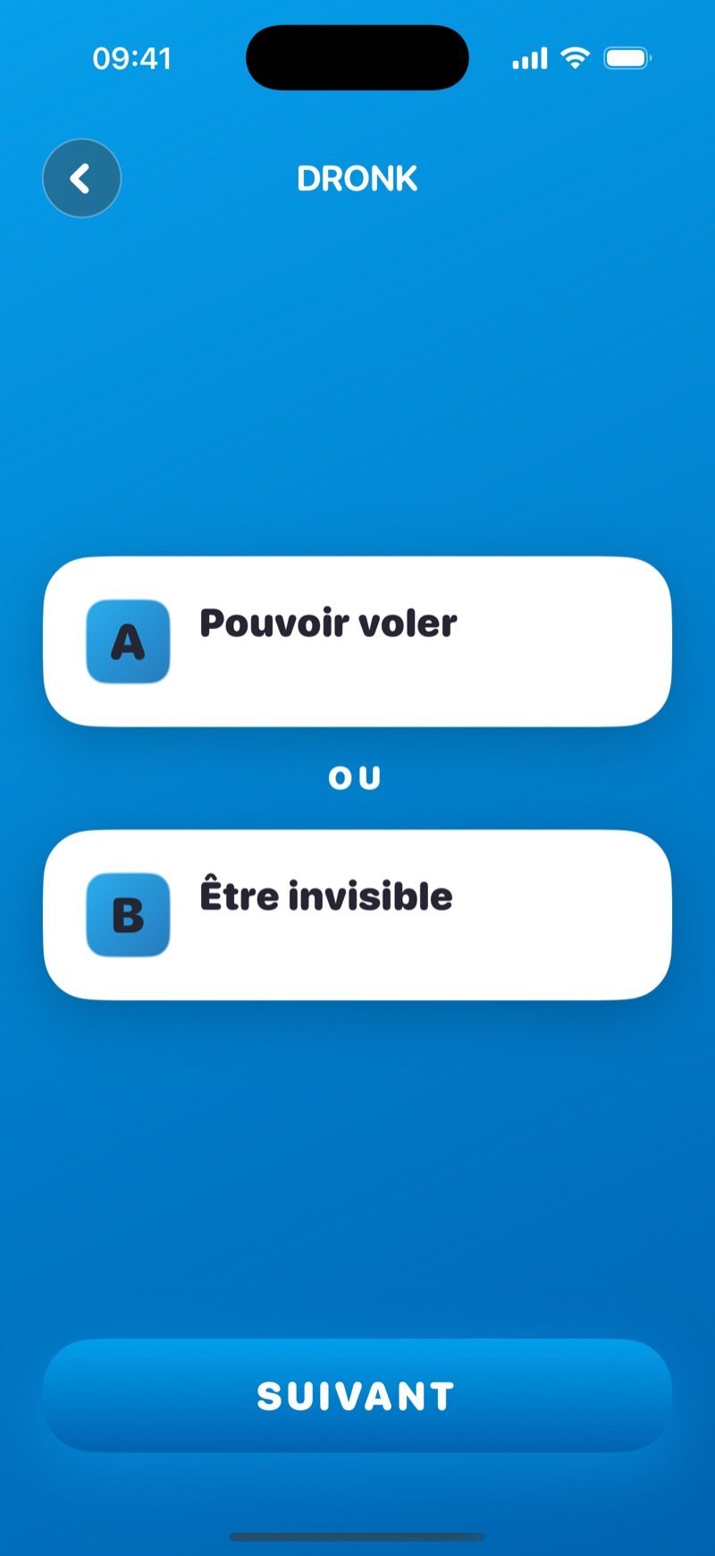 Tu préfères dans l'app Dronk : une carte avec deux options