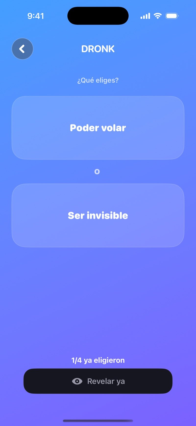 Votación LIVE de Qué prefieres en Dronk: las dos opciones, cuántos jugadores ya eligieron y el botón Revelar ya