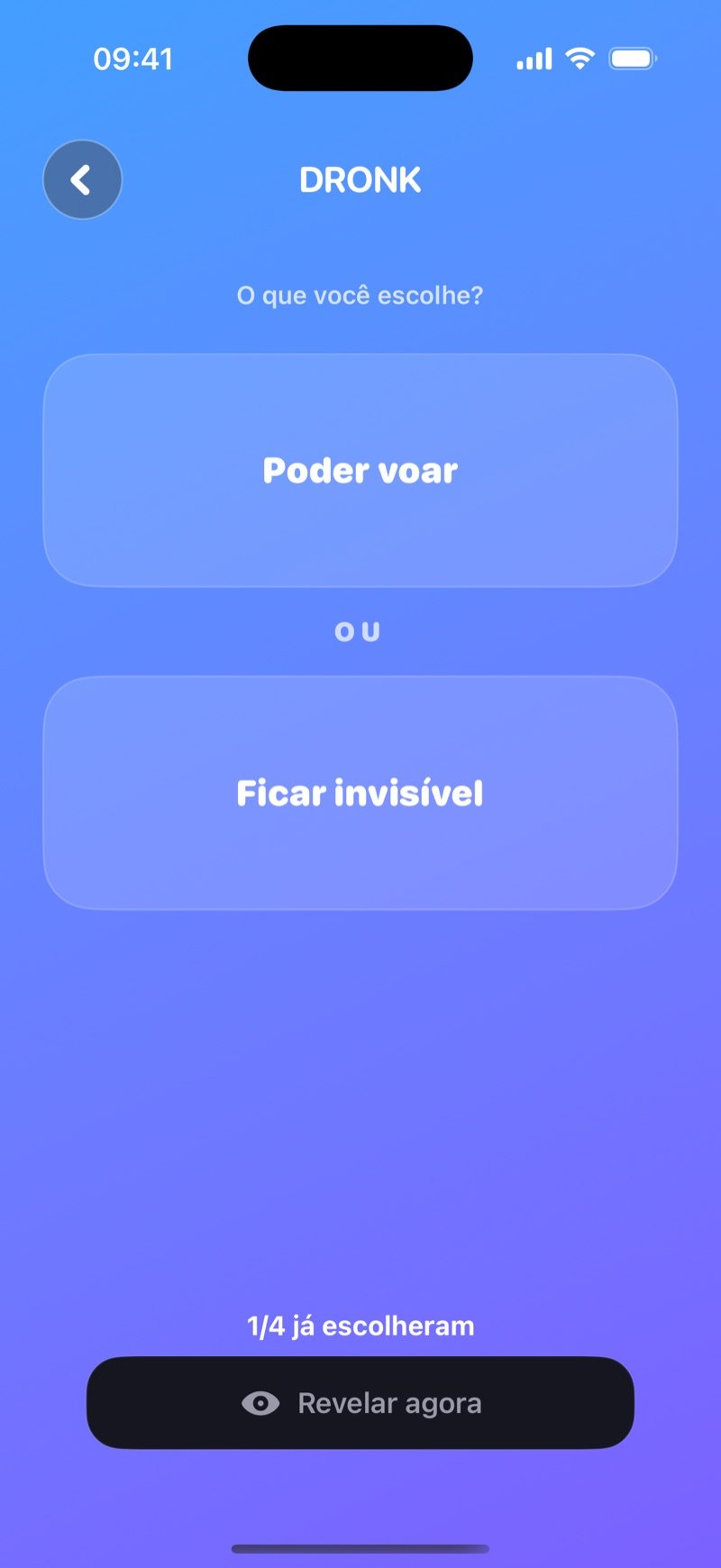 O Que Você Prefere no app Dronk com o resultado da votação LIVE
