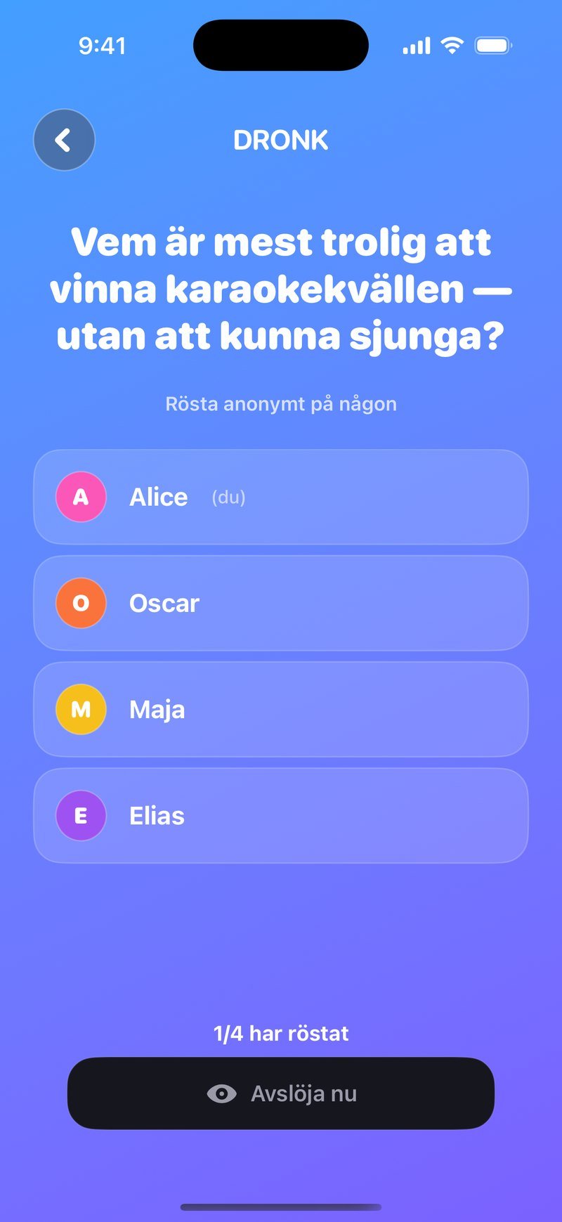 Mest trolig i Dronk-appen: omröstningen live i allas mobiler
