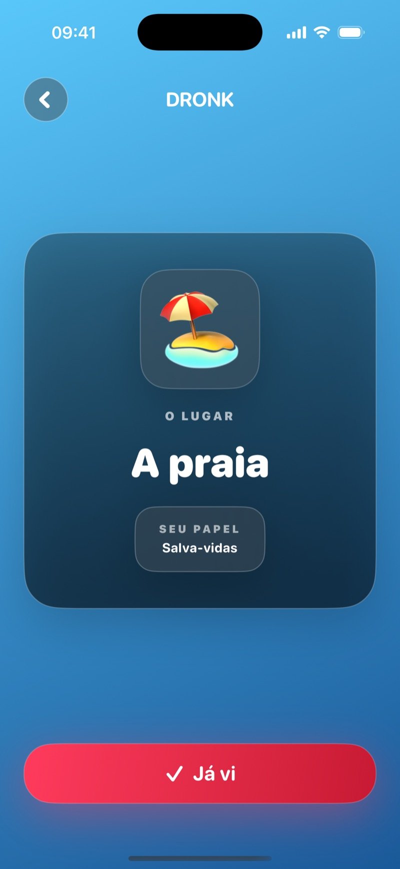A carta de um agente no Espião: The Location, The Beach, Your Role, Lifeguard, no fundo azul do jogo (captura da versão em inglês)